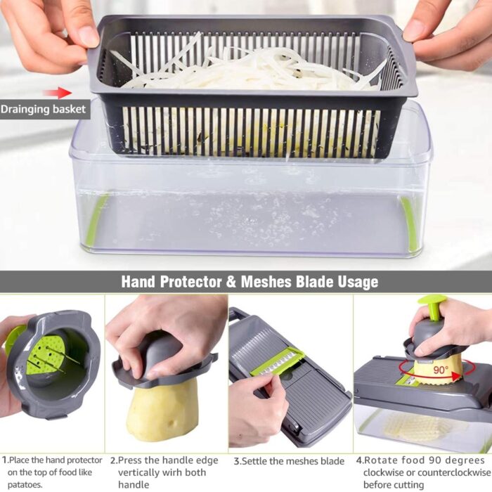 vegetable cutter multifunctional Slicer Fruit Potato Peeler Carrot Grater Kitchen accessories basket 2