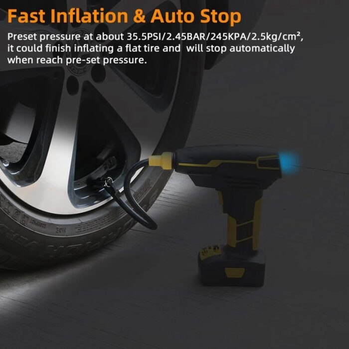 Portable Air Compressor Cordless Tire Inflator with Digital Display LED Lighting Rechargeable Tire P 1