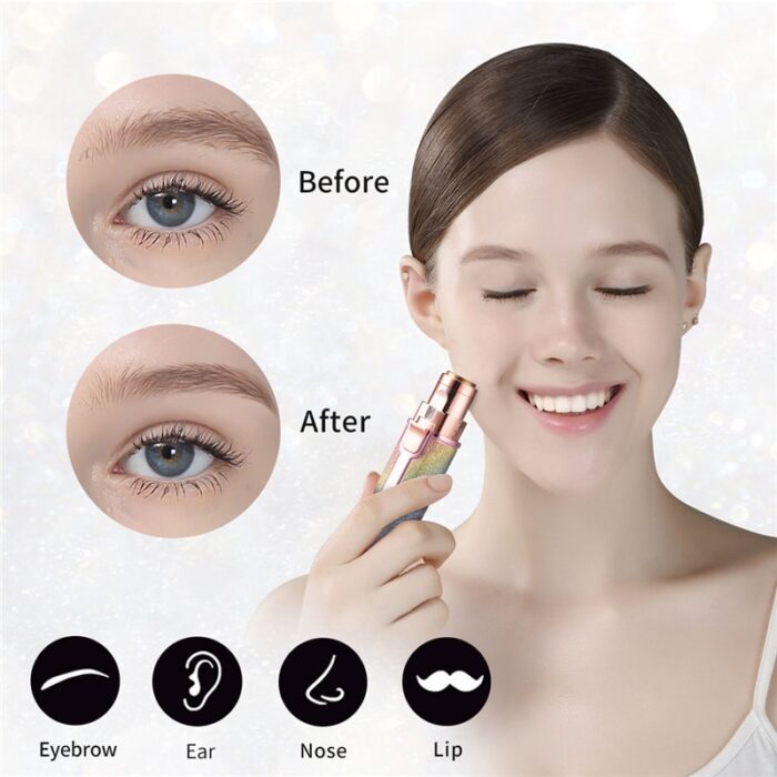 2 In 1 Electric Eyebrow Trimmer Makeup Painless Eye Brow Epilator Mini Shaver Razors Women Portable 2