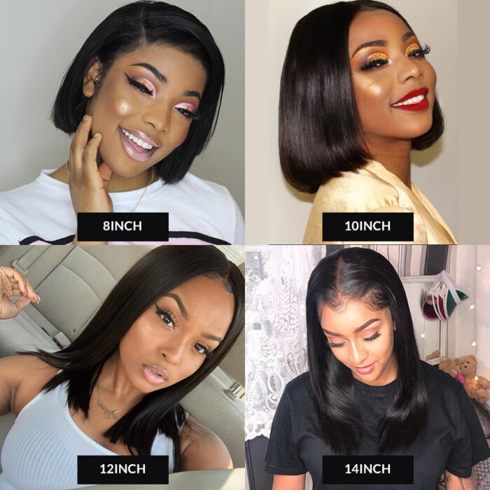 13x1 Short Bob Wig Lace Front Human Hair Wigs For Black Women Brazilian Straight Short Bob 4