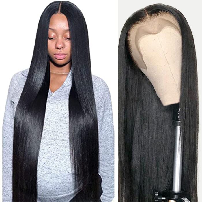 13x6 HD Transparent Lace Front Wig 40 42 Inch Bone Straight Human Hair Frontal Wigs Brazilian