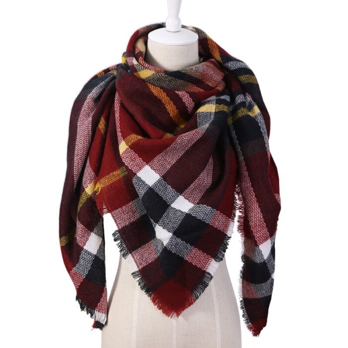 2020 Winter Triangle Scarf For Women Brand Designer Shawl Cashmere Plaid Scarves Blanket Warm and soft 1