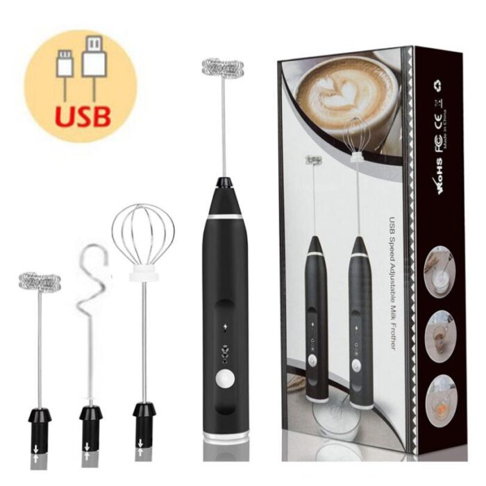 3 Modes Electric Handheld Milk Frother Blender With USB Charger Bubble Maker Whisk Mixer For Coffee 1