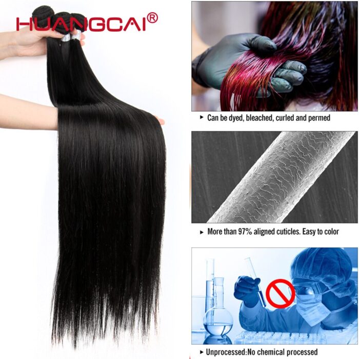 36 38 40 inch Long Straight Bundles With Closure Human Hair Brazilian Hair Weave Bundles Straight 3