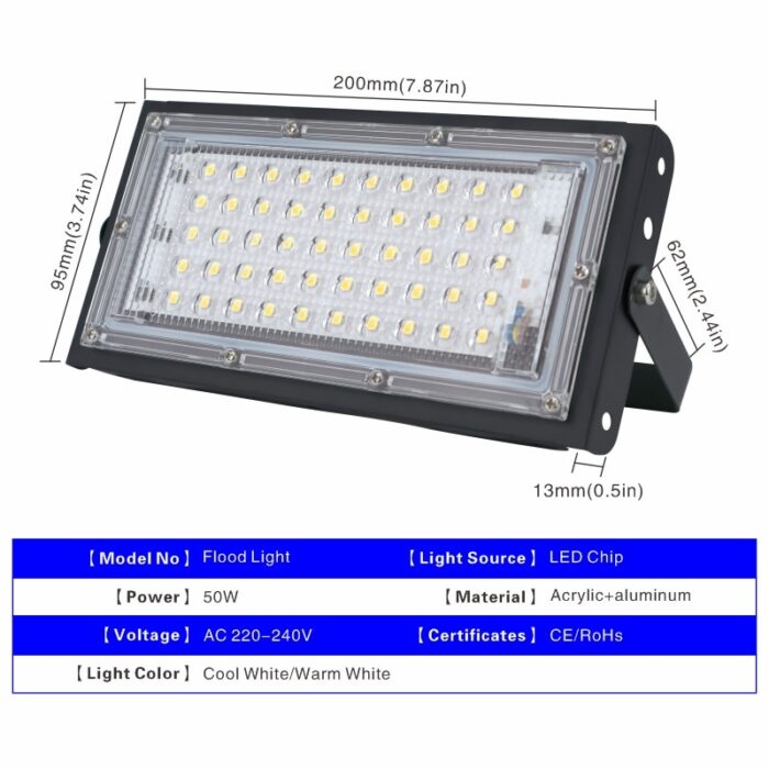 50W Led Flood Light AC 220V 230V 240V Outdoor Floodlight Spotlight IP65 Waterproof LED Street Lamp 1