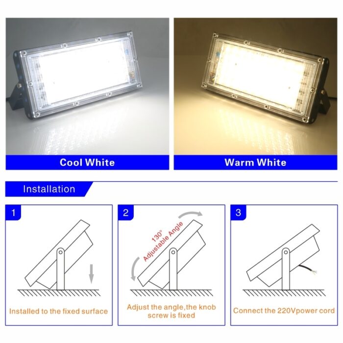 50W Led Flood Light AC 220V 230V 240V Outdoor Floodlight Spotlight IP65 Waterproof LED Street Lamp 2