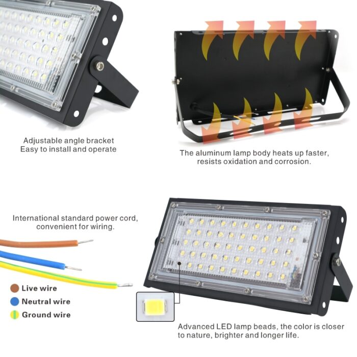 50W Led Flood Light AC 220V 230V 240V Outdoor Floodlight Spotlight IP65 Waterproof LED Street Lamp 3