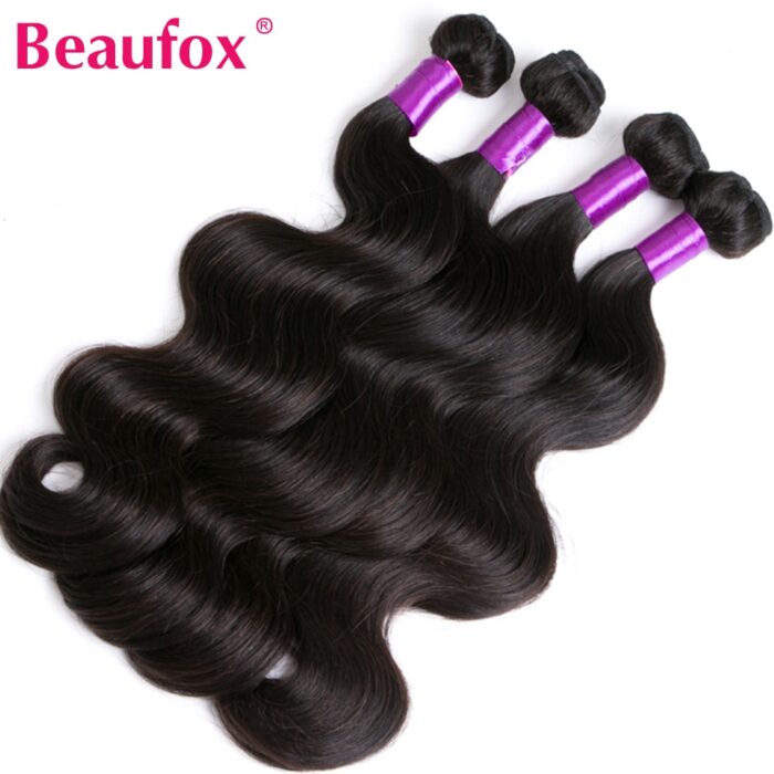 Beaufox Body Wave Bundles With Closure Brazilian Hair Weave 3 4 Bundles With Closure Natural Human 3