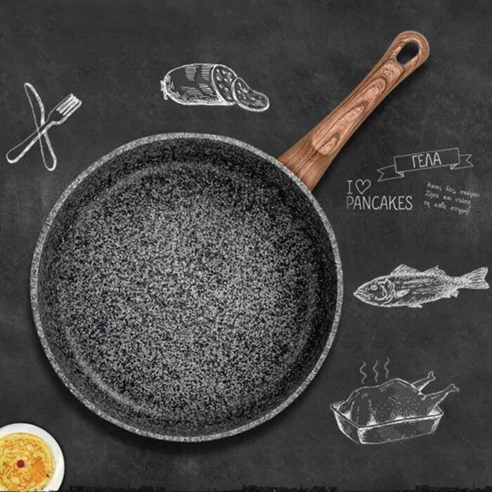 Cate Maker Marble Stone Nonstick Frying Pan with Heat Resistant Bakelite Handle Granite Induction Egg Skillet 4