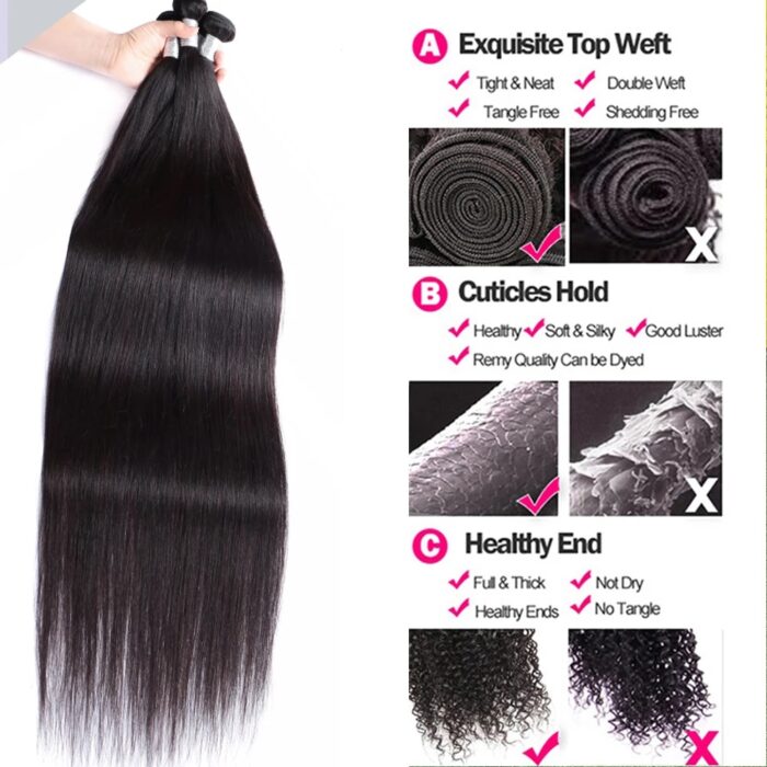 Seditty hair 28 30 Inch Brazilian Straight Human Hair Weave Bundles With Closure 13x4 cheap Frontal 1