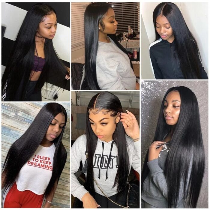 Seditty hair 28 30 Inch Brazilian Straight Human Hair Weave Bundles With Closure 13x4 cheap Frontal 5