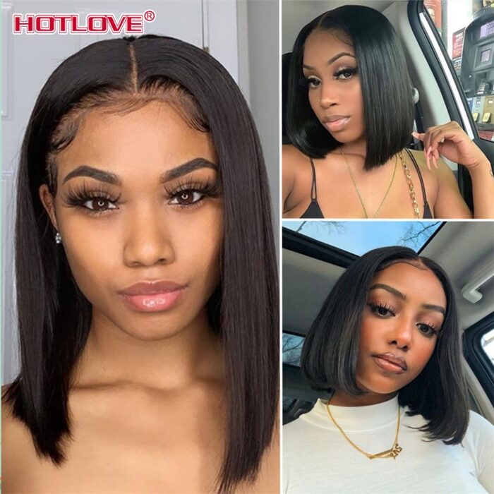 Short Bob Wig Bone Straight Human Hair Wigs for Black Women Pre Plucked 5x5x1 Closure Wig 2