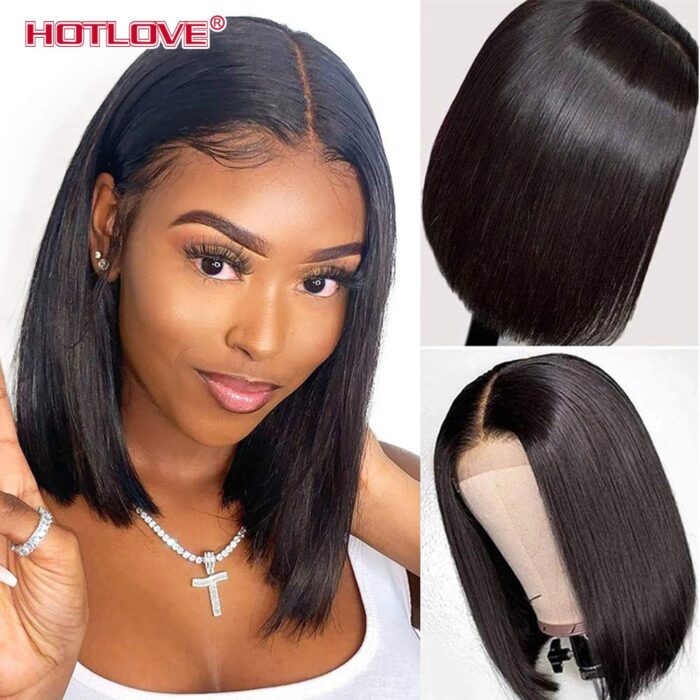 Short Bob Wig Bone Straight Human Hair Wigs for Black Women Pre Plucked 5x5x1 Closure Wig