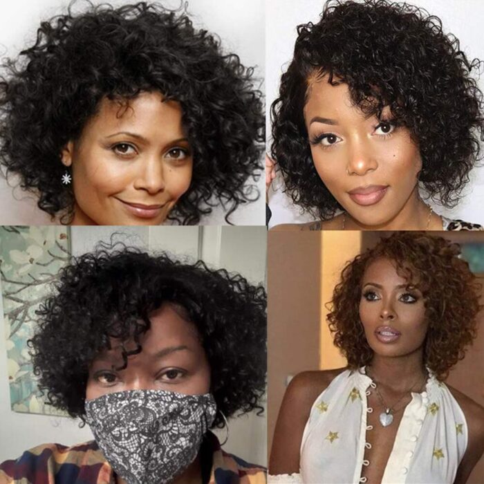 Short Brazilian Curly Hair Bundles With Closure Natural Human Hair Kinky Curly Bundles With Machine Made 2