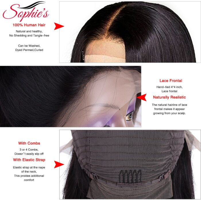 Sophie s Lace Closure Human Hair Wigs For Black Women Brazilian Straight Lace Wig 4 4 3