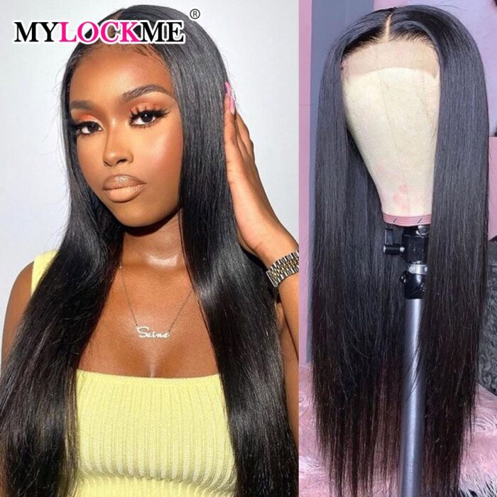 Straight Human Hair Wigs Transparent 13X4 Lace Frontal Women s Wig Brazilian Remy Hair Natural Color