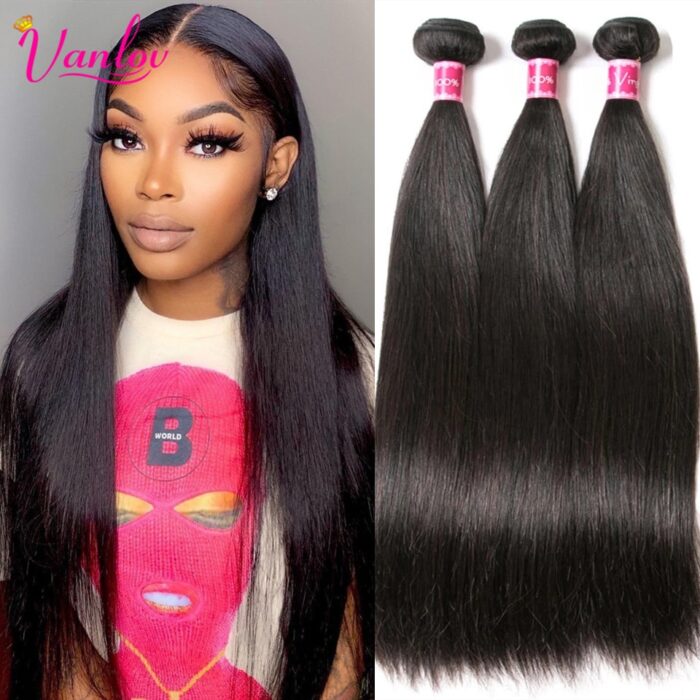 Vanlov Straight Hair Brazilian Straight Human Hair Weave Bundles Natural Black 1 3 4 pcs lot