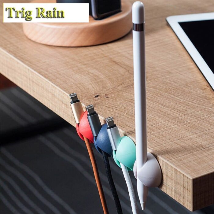 Cable Organizer Silicone USB Cable Management Clips Desktop Wire Manager Cord Holder For Headphone Earphone Mouse 1