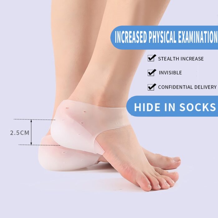 Invisible Height Increase Silicone Insoles Elastic Lifting Sock Heel Pad Foot Protection Orthopedic Support Unisex Hidden 1