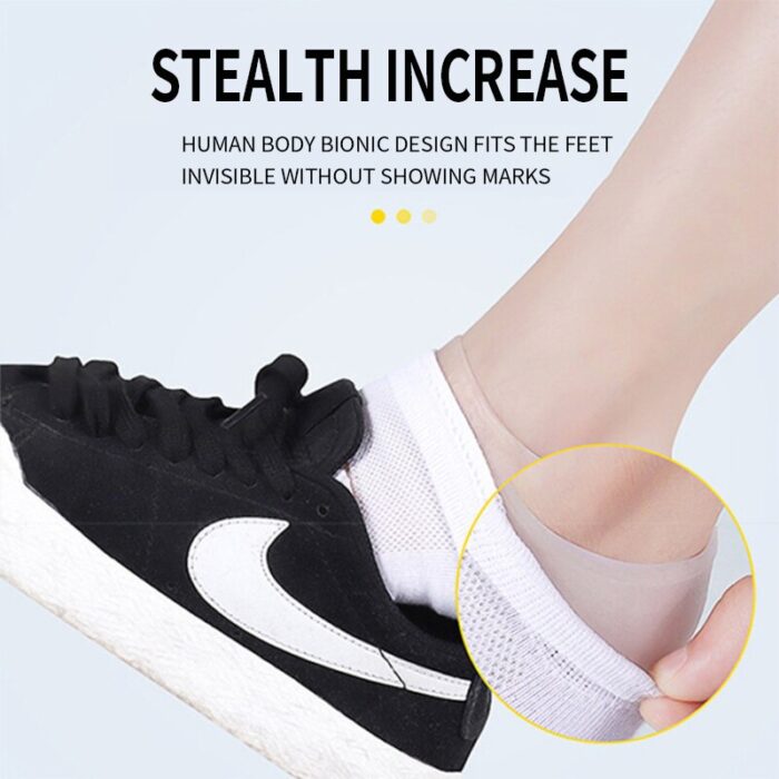 Invisible Height Increase Silicone Insoles Elastic Lifting Sock Heel Pad Foot Protection Orthopedic Support Unisex Hidden 4