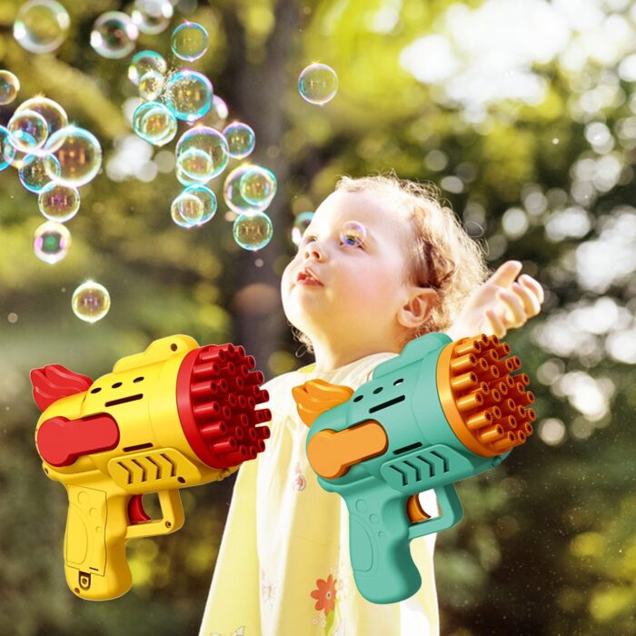 Bubble Gun Kids Toys Electric Automatic Soap Rocket Bubbles Machine Outdoor Wedding Party Toy LED Light 2