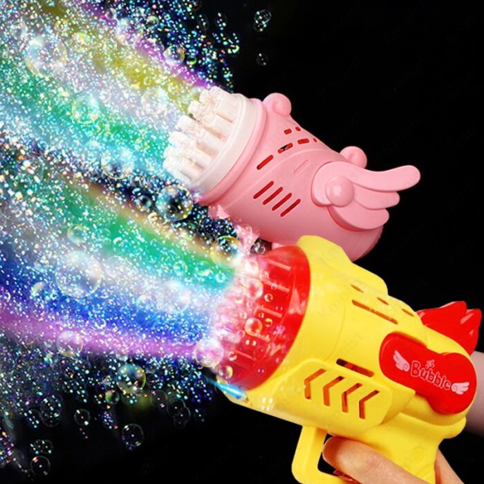 Bubble Gun Kids Toys Electric Automatic Soap Rocket Bubbles Machine Outdoor Wedding Party Toy LED Light