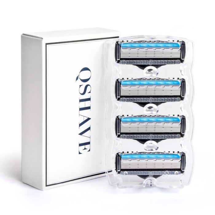 QShave Blue Men Shaving Razor 1 Handle 10 Cartridges 1pc X3 Blade 9pcs X5 Blade 1