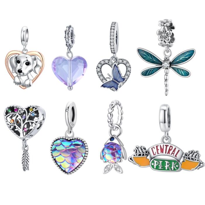 WOSTU 100 925 Sterling Silver Heart Vintage Charms Beads Fit Original DIY Bracelets Necklace Mother s 5